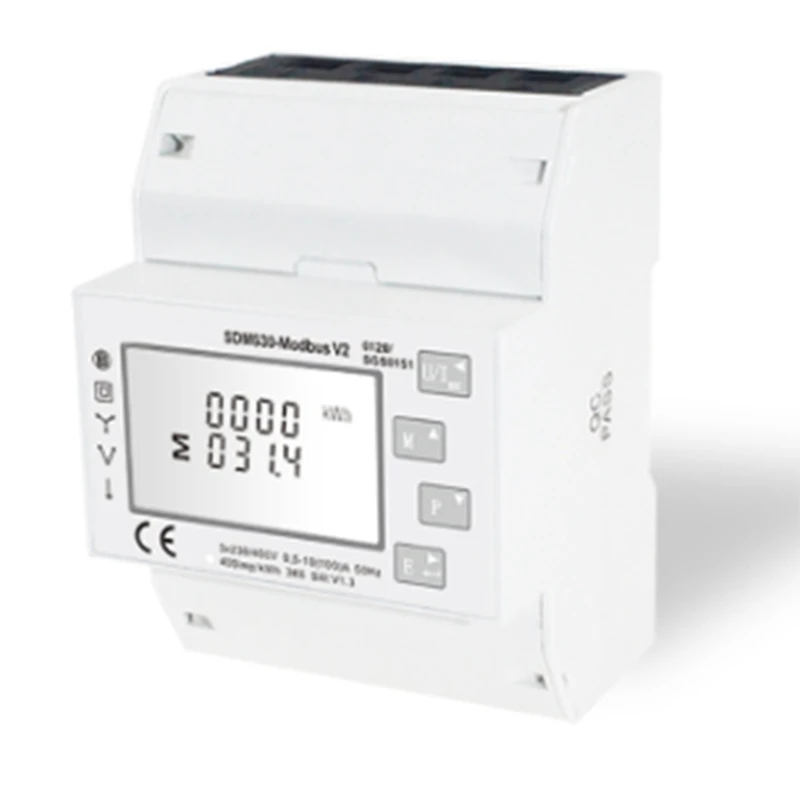 

100A SDM630 Modbus RS485 Din-рейка кВтч трехфазный измеритель энергии, измеритель солнечной энергии PV RTU, цифровой измеритель фотоэнергии