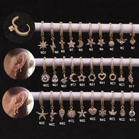 1piece piercing dangle earrings for women jewelry ear cuffs stainless steel heart crown moon star drop earrings for teens