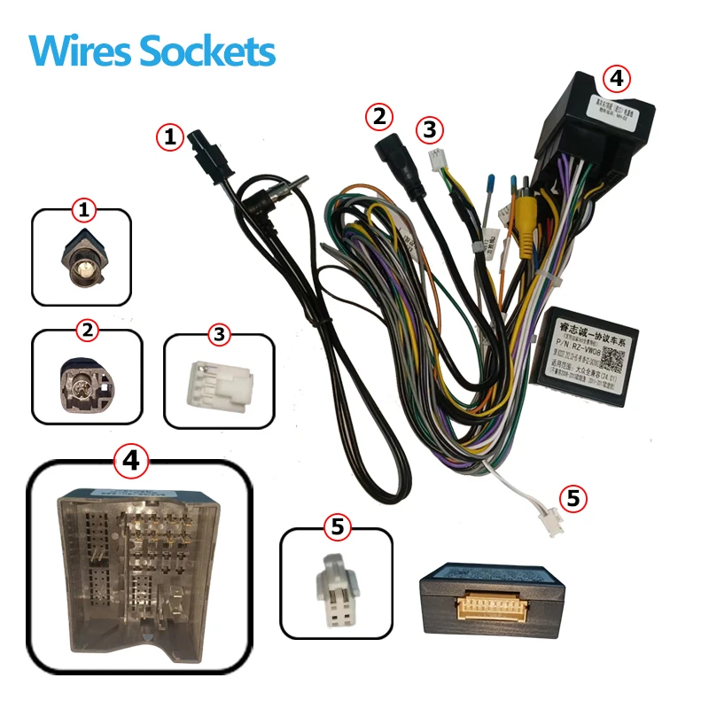 

Автомобильный радиоприемник Android Canbus Box, декодер для VW Volkswagen Golf 7 Touran Passat Skoda superd, 16-контактный жгут проводов, разъем кабеля питания