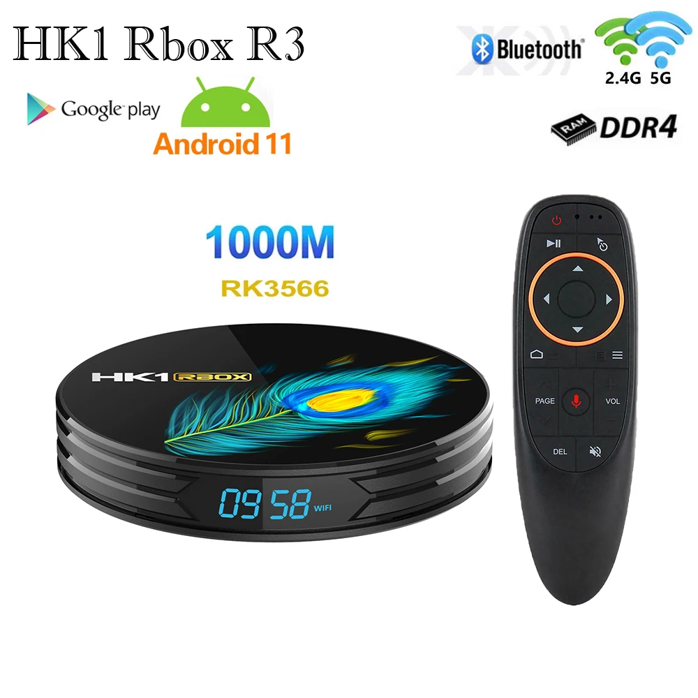 

HK1 RBOX R3 RK3566 New Smart TV BOX Android 11 2.4G/5G Wifi 4GB DDR4 32GB/64GB 4K 8K TV Box Android 11.0 Google Play ip Tv box