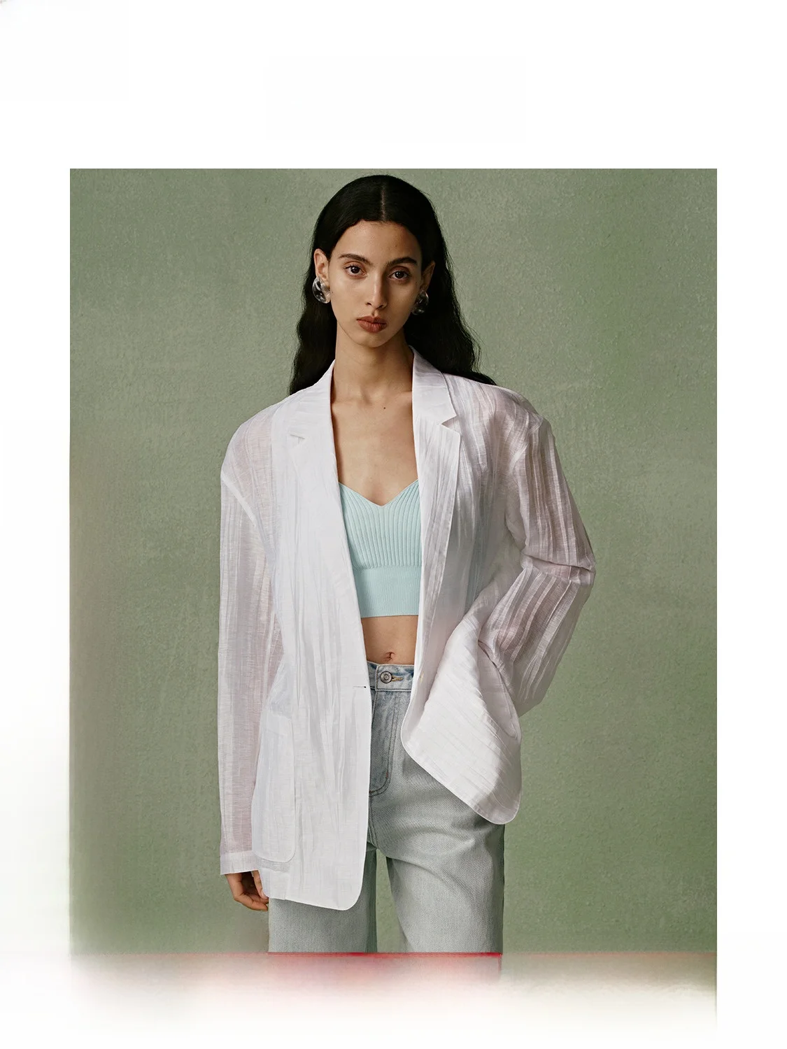 Скидка 20% за 2 шт. | Zhi Ba Yin Ji плиссированное льняное тонкое пальто для женщин 2024