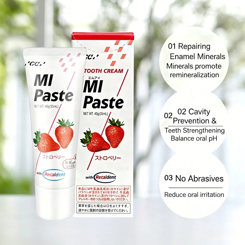 Фото GC Tooth Mousse Plus с мятным вкусом, с фтором, 40 г/тюбик/упаковка, крем для реминерализации зубной эмали №1