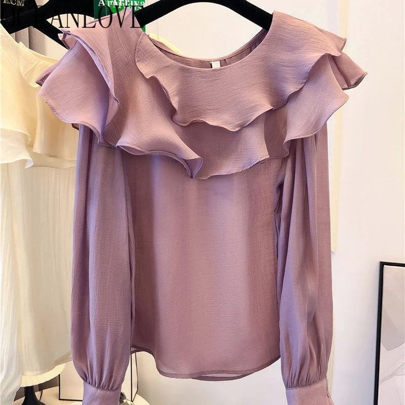

Rules Blouses Women Tops Solid Korean ashion Long Sleeve Spring Shirts Elegant Sweet Oice Lady Blusas Mujer