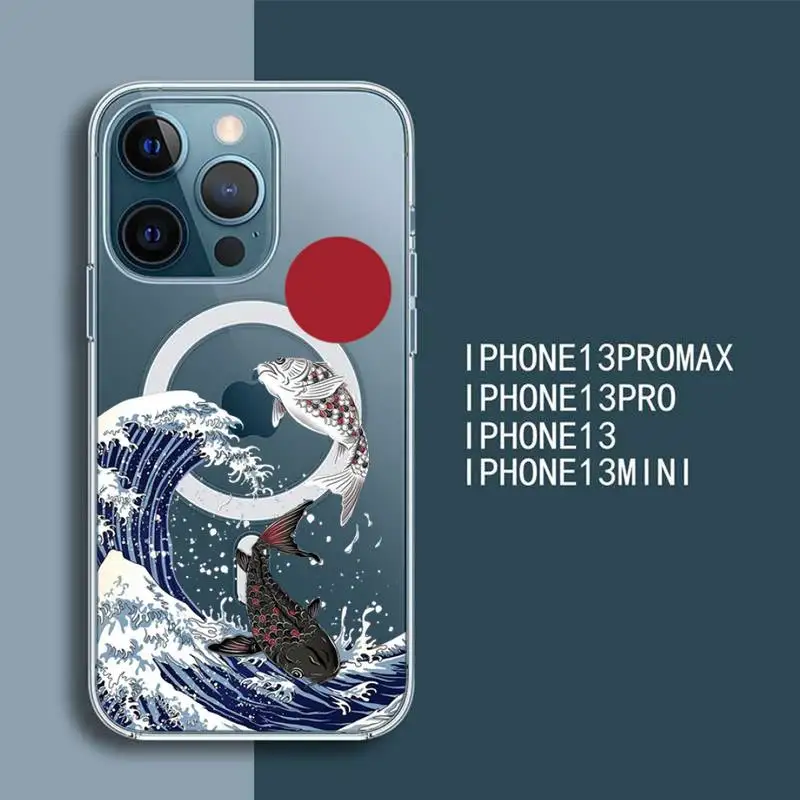 

Прозрачный Магнитный чехол в китайском стиле для iPhone 13 12 11 Pro Max Mini