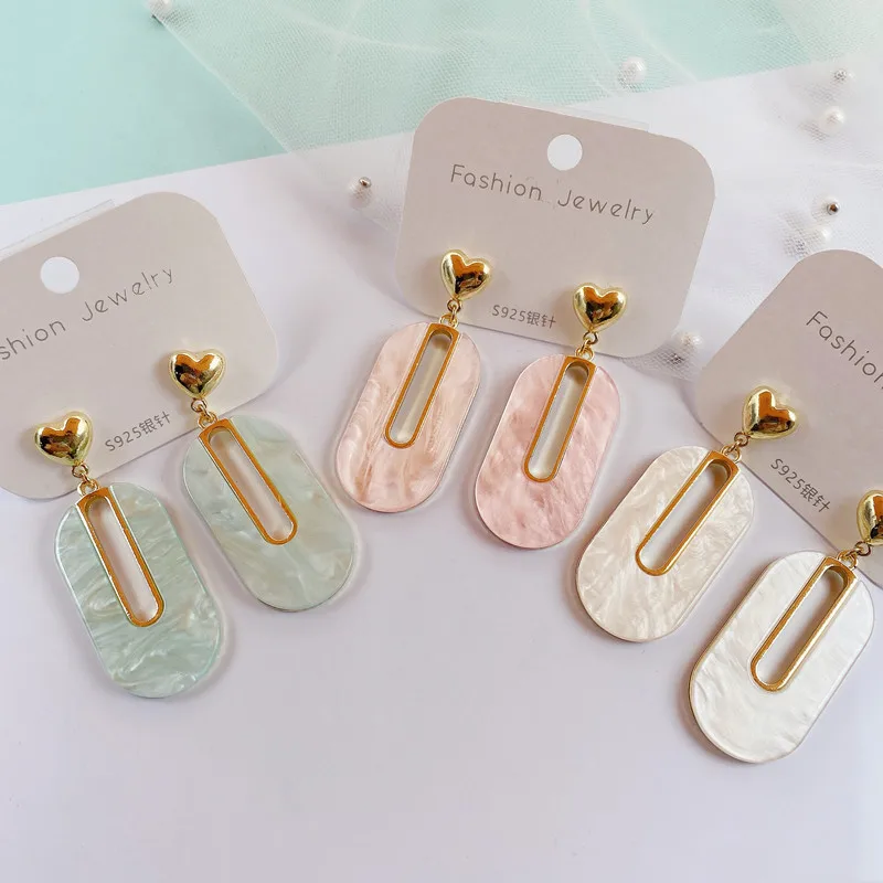 

Super Big Bohemia Acrylic Marbling Drop Earrings For Women Heart Oval Long Dangle Drop Boho Earrings Girls Party Accessories