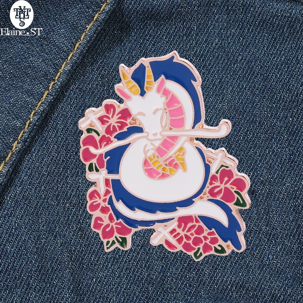 Оптовая продажа 10 шт. аниме белая Брошь дракон Хаяо Миядзаки эмалированная