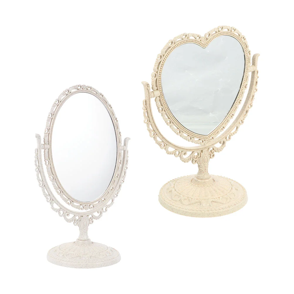 

2Pcs Practical Polishing Vanity Mirror Rotating Cosmetic Mirror Desktop Makeup Mirror