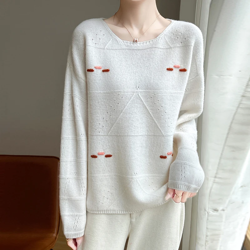 Европейский и американский тренд женский пуловер с длинными рукавами однотонный