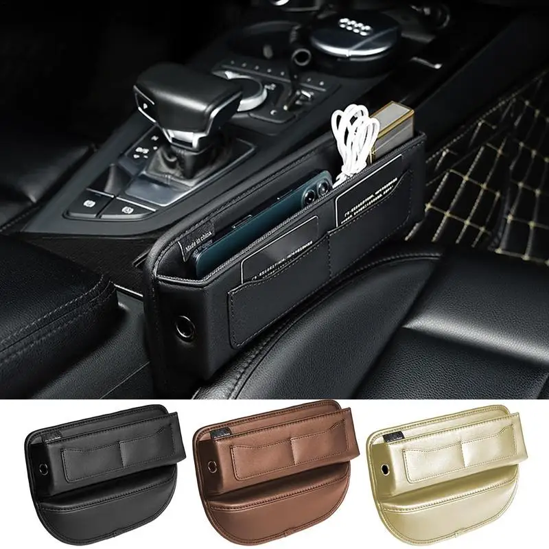 

Car Seat Organizer Universal PU Leather Front Seat Gap Filler Box Space Saving Leather Auto Console Side Storage Box For Car SUV