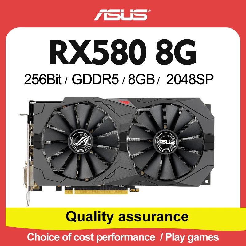 Asus high-end unique AMD  RX580 8G  GDDR5 256 bit game desktop computer graphics card