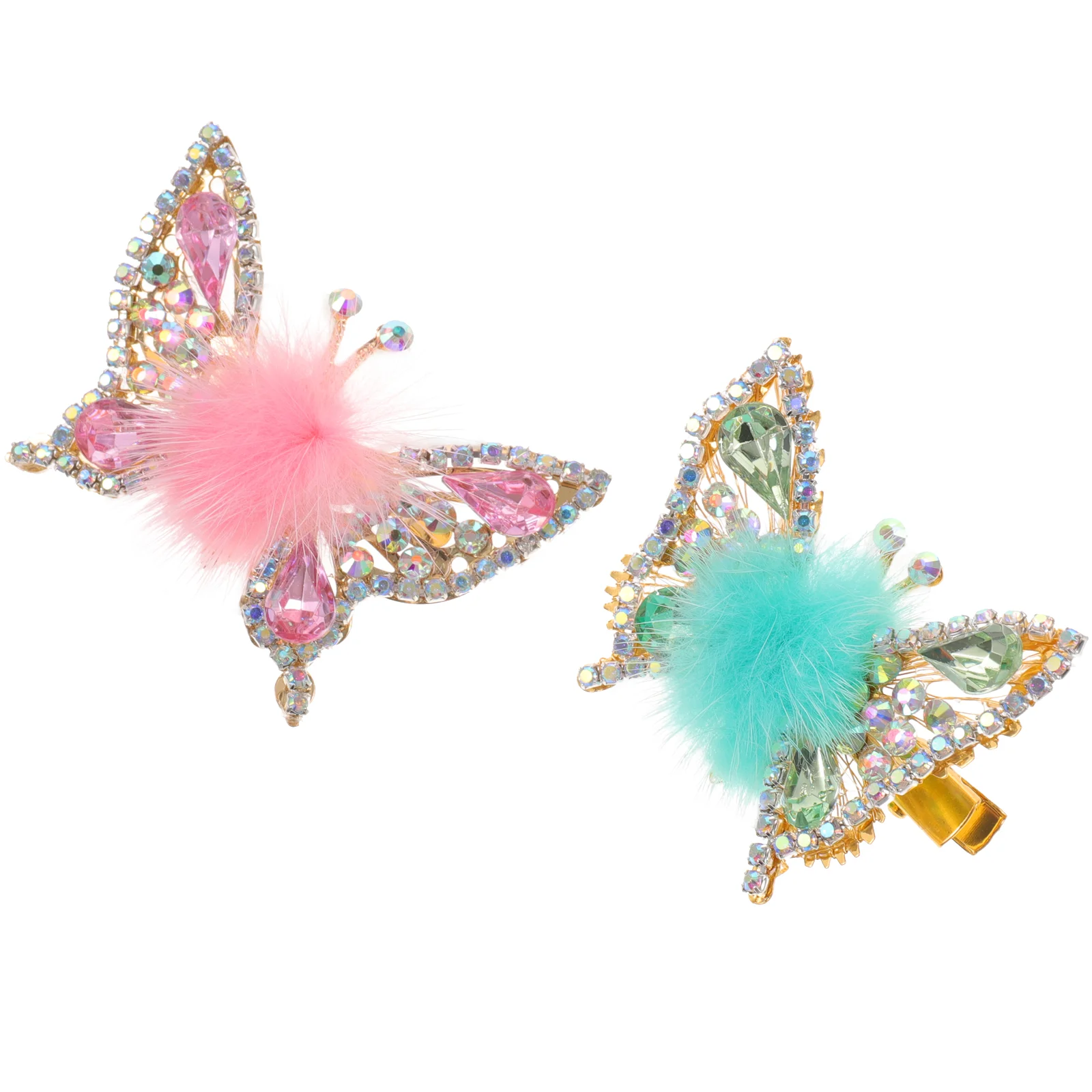 

2 Pcs Plush Hair Clip Hair Clip Women Duckbill Clip Tiara Girls Hairpin Crystal Hair Clips