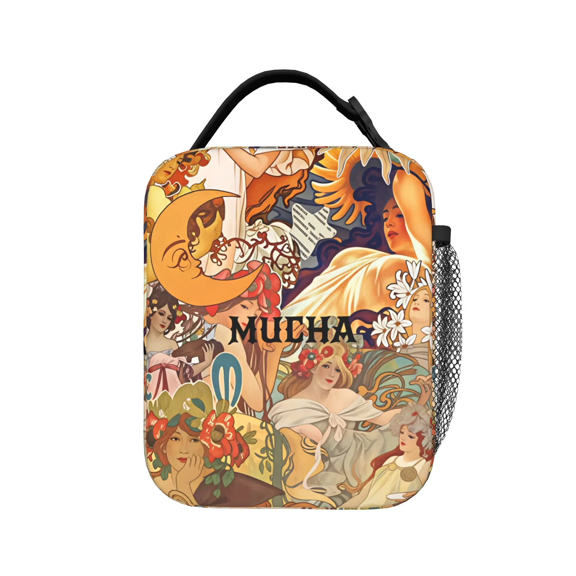 Фото Сумка для обеда Alphonse Mucha Zodiac в стиле ар-нуво, модная сумка для обеда для детей, школьная сумка-холодильник, термосумка для обеда из оксфордской ткани №1
