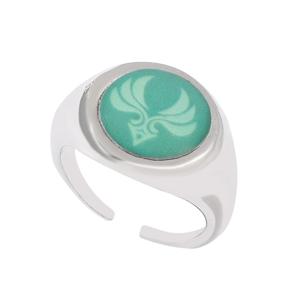 

Anime Genshin Impact Finger Rings Cosplay Jewelry Eye Of God Element Grass Fire Wind Water Thunder Ice Rock Stainless Steel Ring