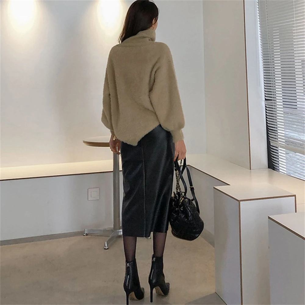 

Sister new spring 2022 solid split female half skirt high waist fine pencil skirt lady all-match office right mid skirt