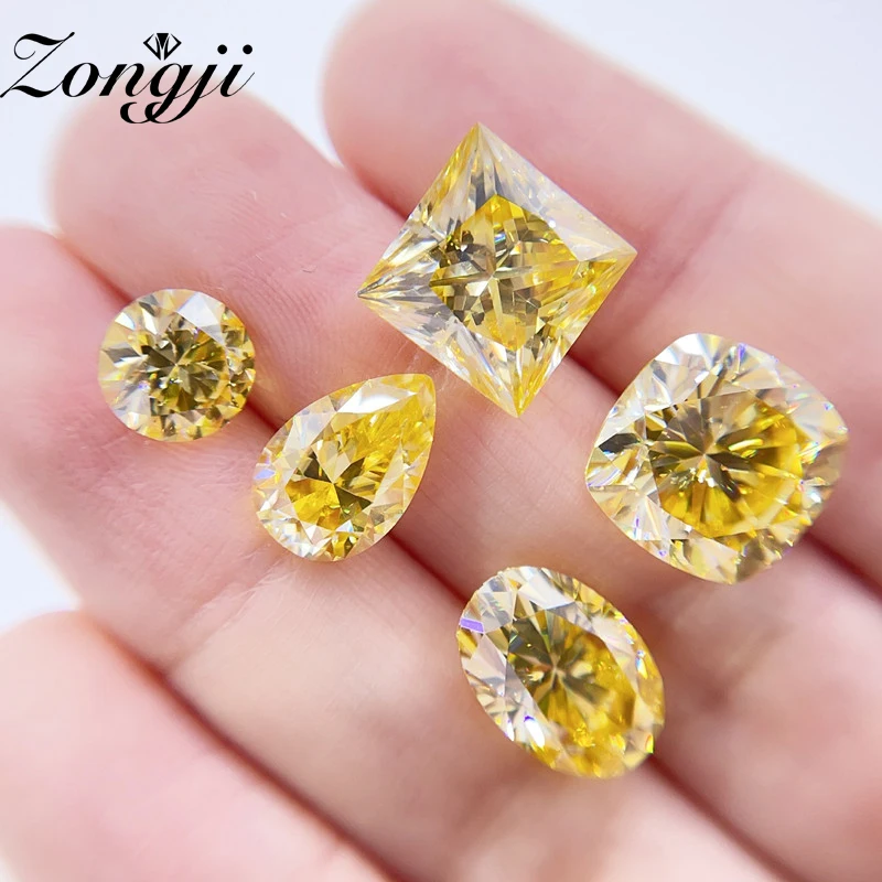 

ZONGJI Multi-shape Lemon Yellow Moissanite Stone with Certificate Waist Code Diamond Gemstone Excellent Custom Jewelry Making