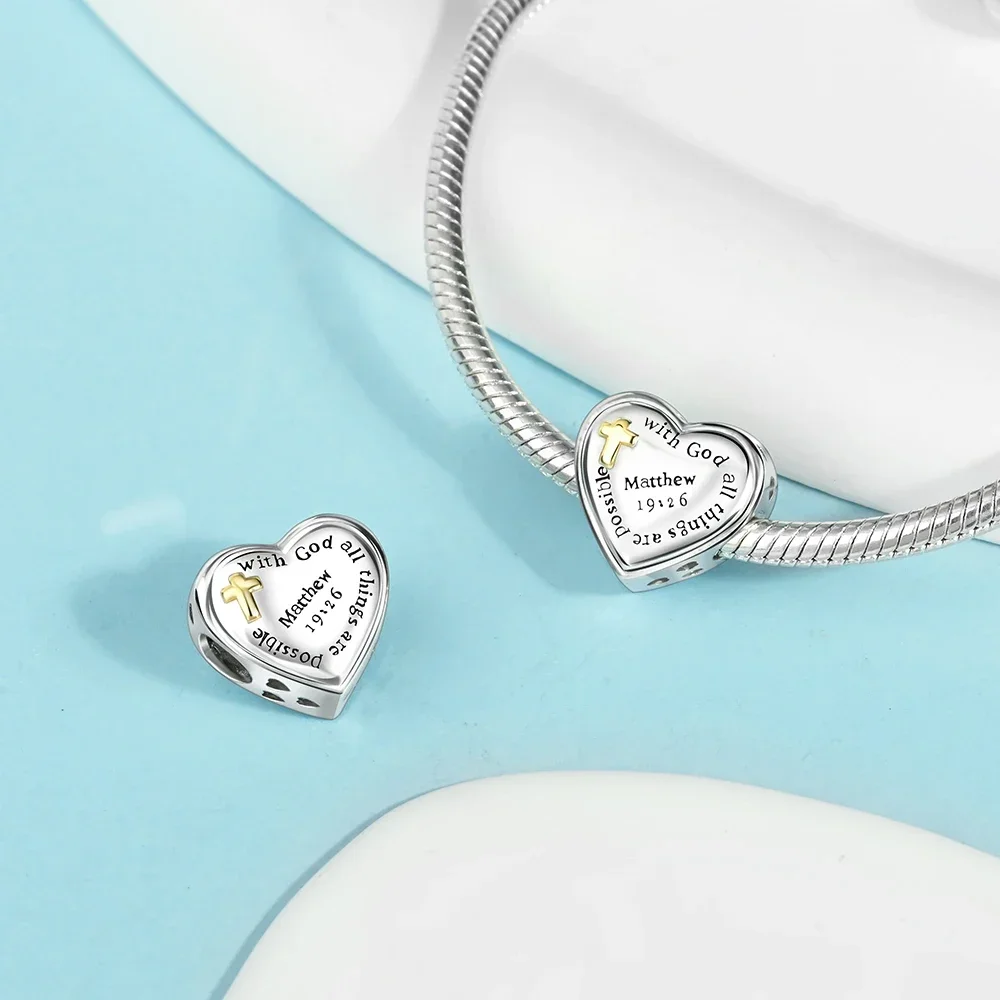 Очарование из стерлингового серебра 925 пробы с религиозными перьями на удачу для