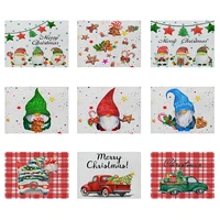 christmas tree car decoration kitchen placemat cartoon dwarfs pattern table mats color linen waterproof western placemat coaster