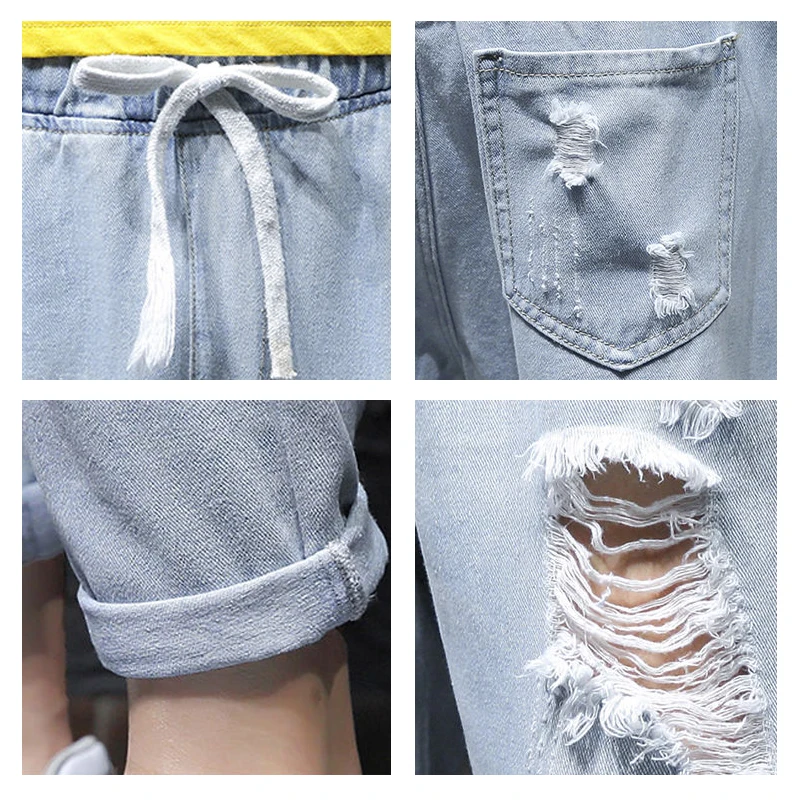 DEEPTOWN Ripped Jeans Loose Hole Denim Pants Men Distressed Washed Trousers Male Fashion Streetwear Hip Hop Casual Plus Size 5XL