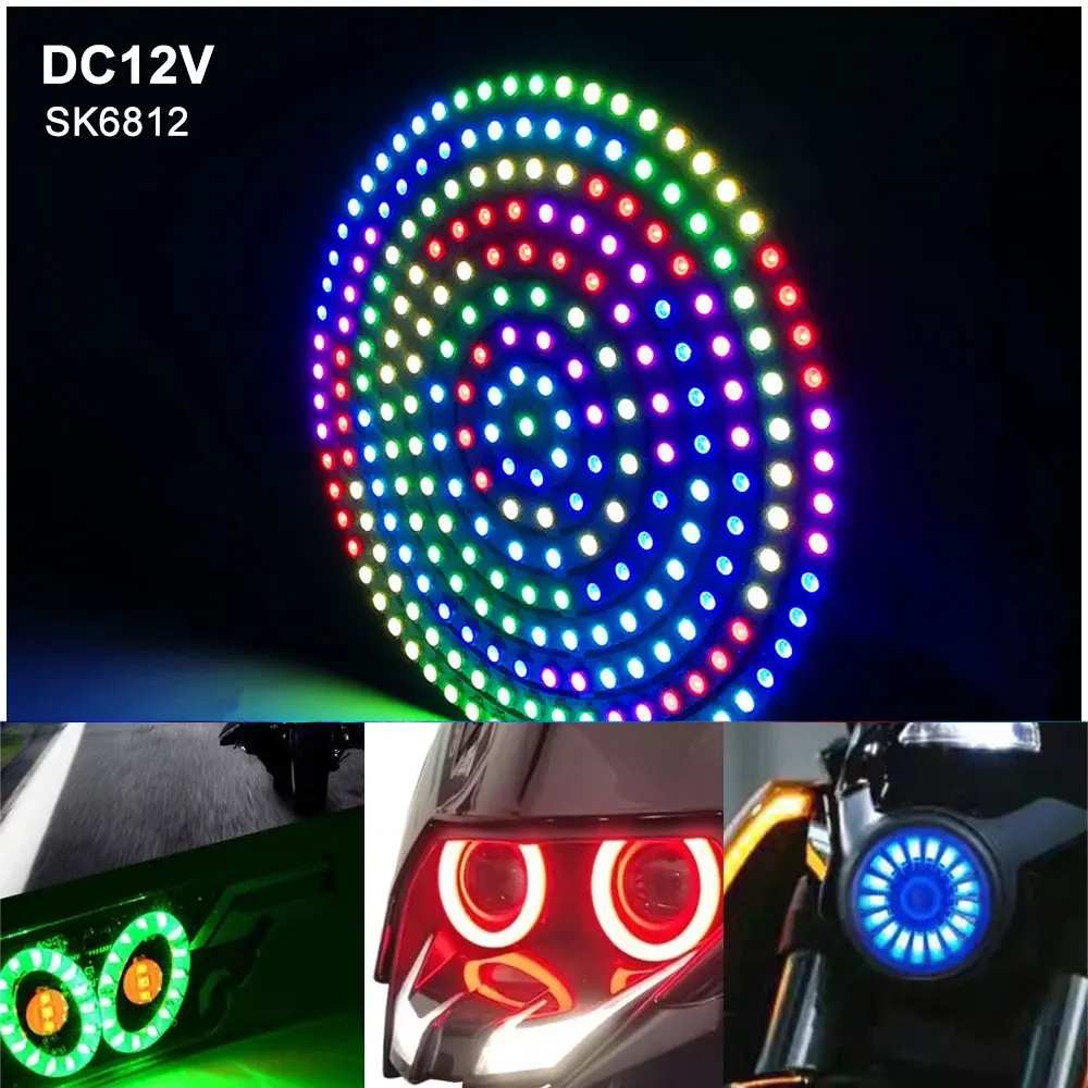 Фото DC5V 12V WS2812B SK6812 Luces Led Ring Smart 5050 RGB BuiIt-in IC 3-контактный индивидуально адресуемый пиксельный круглый модуль света №2