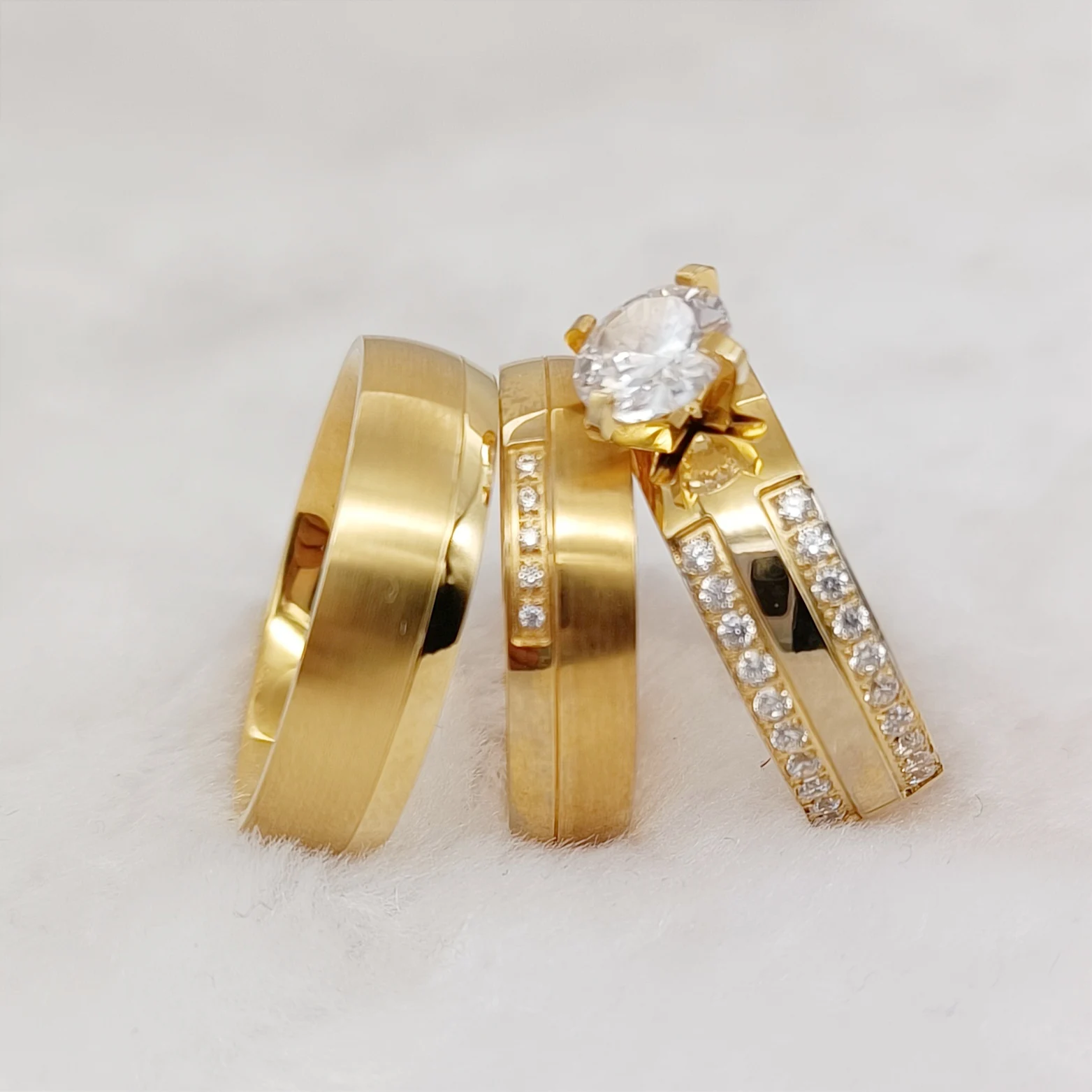 

High Quality Real 14k Gold Lover's Wedding Rings sets for men and women Fine Jewelry Handmade Promise Couples Engagment Ring