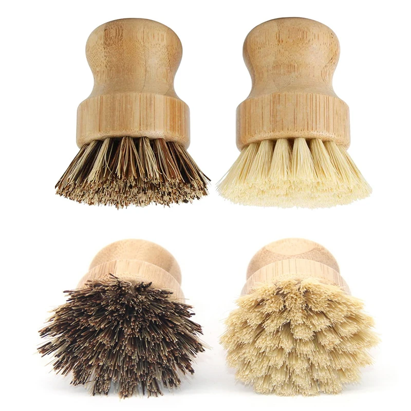 

Bamboo Dish Scrub Brushes Kitchen Wooden Cleaning Scrubbers for Washing Cast Iron Pan Pot Natural Sisal Bristles Cleaning Tool