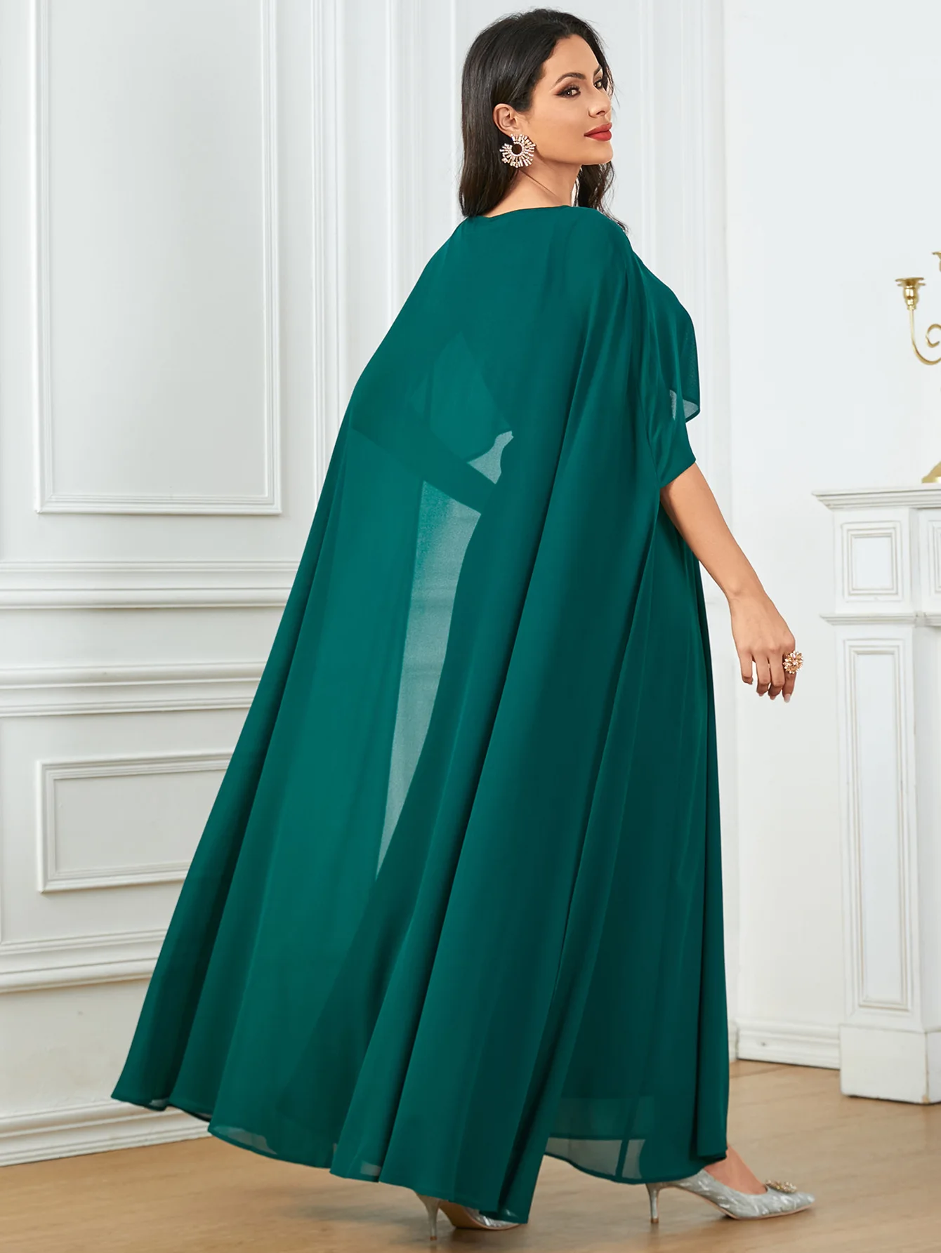 Женское платье с вышивкой Элегантное повседневное рукавами-фонариками