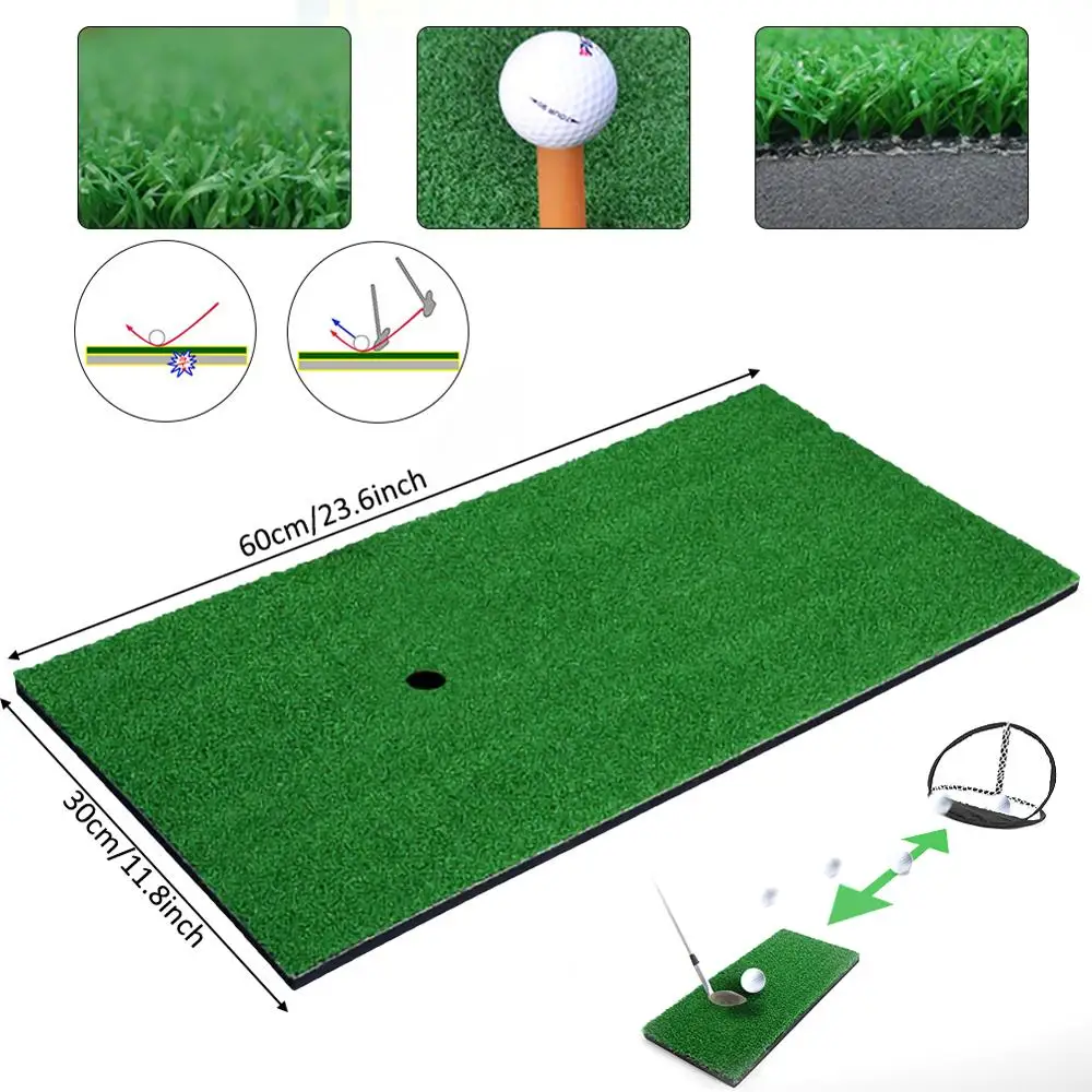 

Golf Mat Portable With Rubber Tee Seat Realistic Turf Putter Mat Outdoor Sports Golf Training Turf Mat Indoor Office