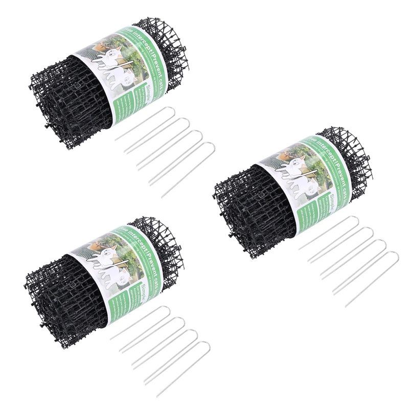 

3X Garden Cat Scat Mat - Cats And Dogs Repellent Mat Plastic Spike-Keeping Cats And Dogs From Digging