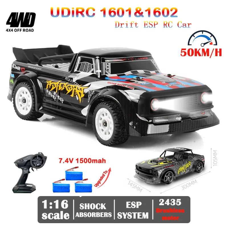 UDIRC UD1601 UD1602 1/16 RC Автомобиль 2 4G 4WD бесщеточный 50 км/ч высокоскоростной пульт