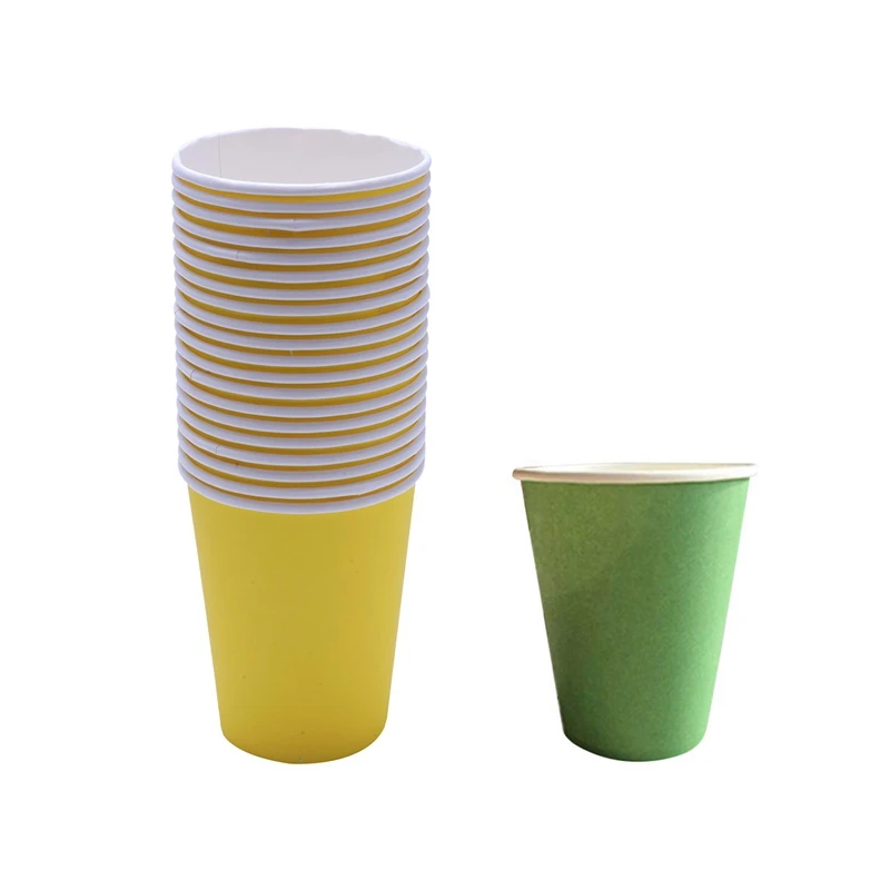 

40 шт. бумажных стаканчиков (9 унций)-простые однотонные стандартные цвета, 20 желтых и 20 зеленых
