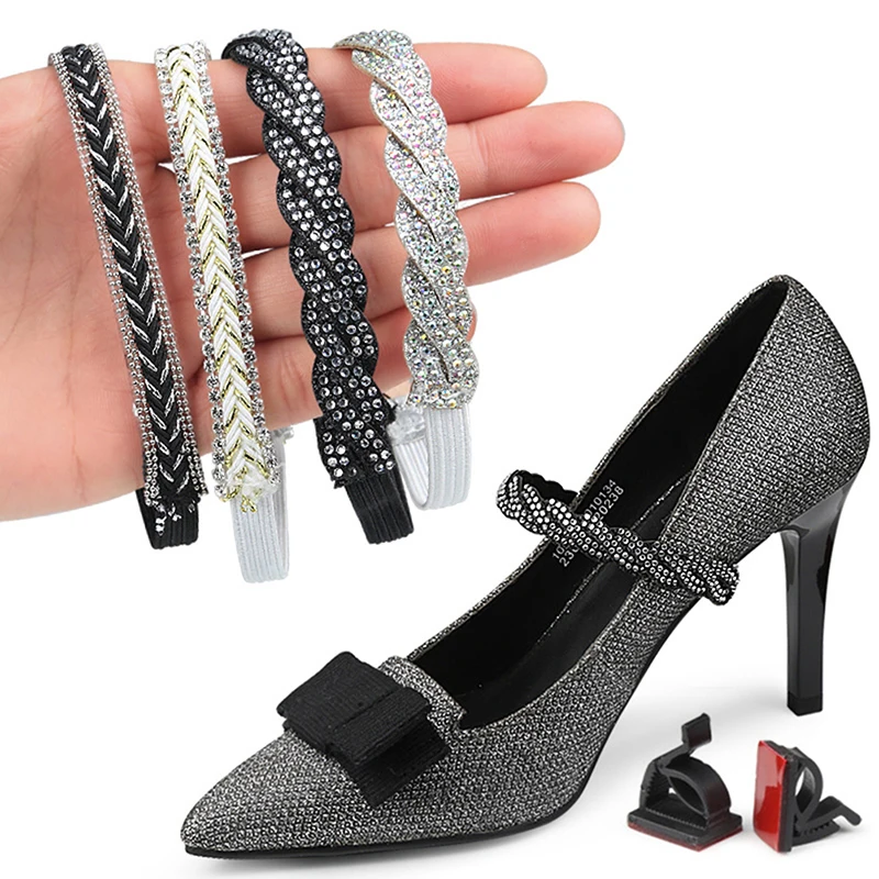 

1Pair Women Shoeslace High Heels Shoe Lace Elastic Band Anti Falling Heel Non-Slip Belt Strap with Buckle Shoe Accessories