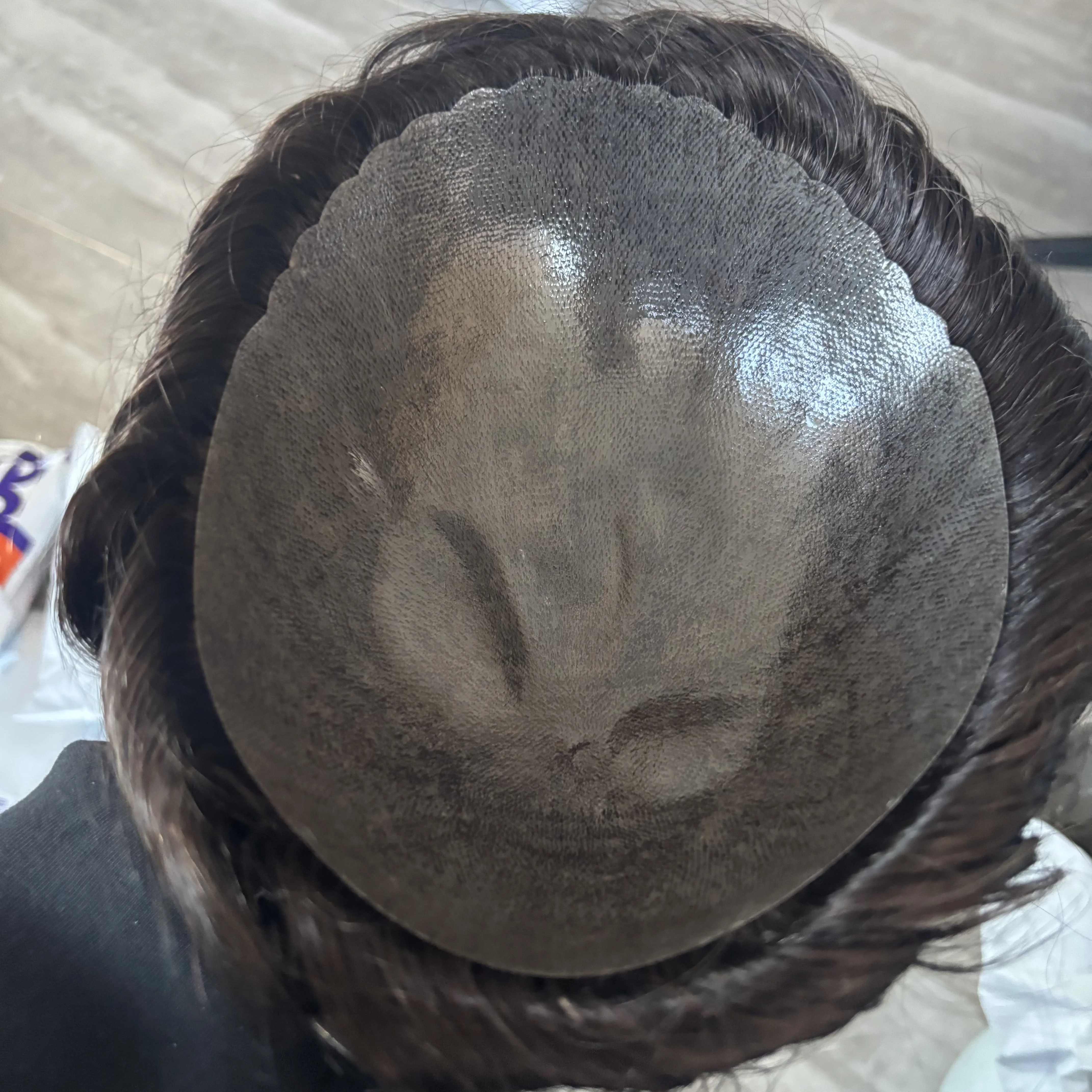Strong Skin Base Jet Black 30 мм Wave Natural Hairline Мужские парики из натуральных волос Длительная полностью поликожаная основа Мужская система волос Toupee (art.: 3920d314ebef9) - 3920d314ebef9