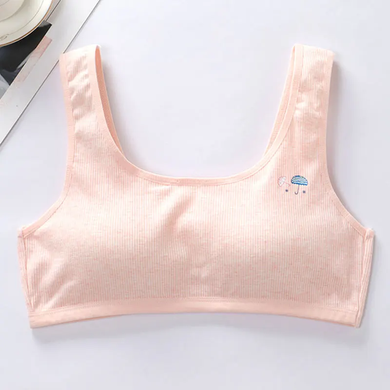 

Girls Bra Tops Vest High School Students Underwear Thin No Rims Youth Training Bras Junior High School Girls 7-14 Years Old