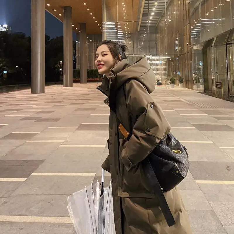 Women 2021 Long Hooded Warm Parkas Solid Loose Overcoat New Thick Down Cotton Jackets Female Ladies Long Sleeve Outerwear Coats