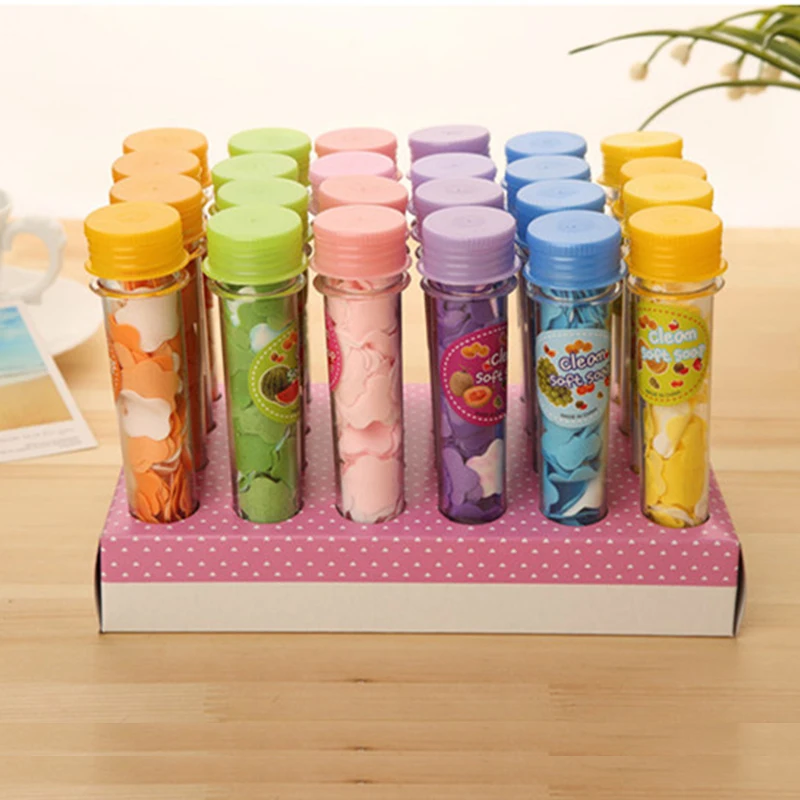 

1 Box Mini Disposable Washing Hand Paper Soap Body Washing Bath Test Tube Confetti Foaming Flower Paper Soap Travel Soap Paper