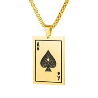fashion versatile titanium steel spades a poker pendant personalized fashion mens necklace
