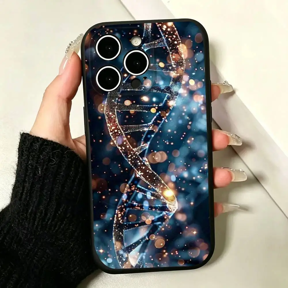 Фото Чехол для телефона с дизайном двойной спирали ДНК для iPhone 17, 16, 15, 14, 13, 12, 11 Pro Max, 17 Air, 16E, XR, 7, 8 Plus, SE2, черный №3