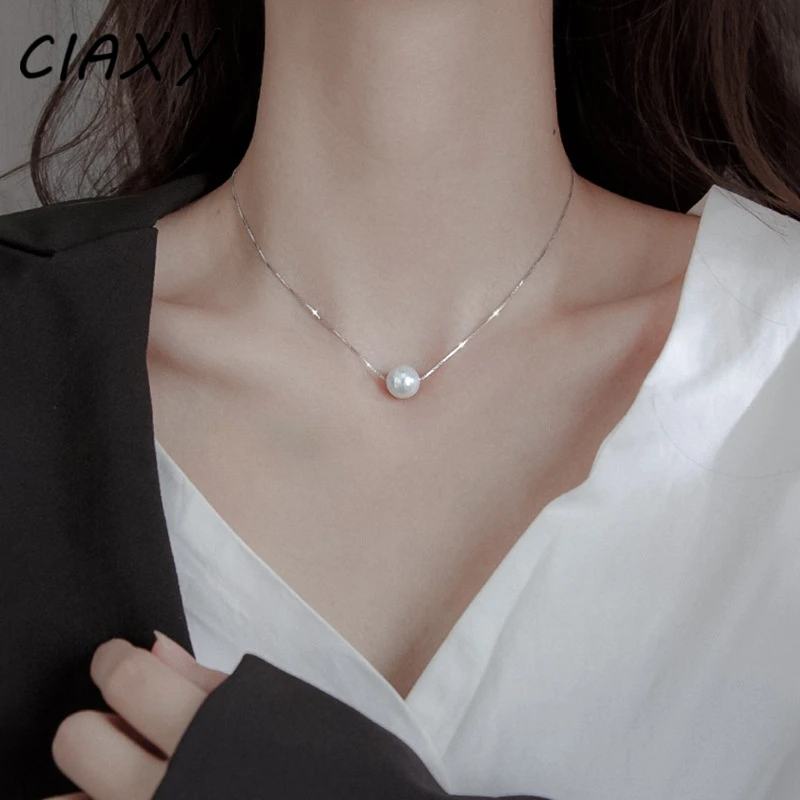 Фото Ожерелье с жемчугом CIAXY серебряного цвета для женщин роскошный чокер цепочкой до