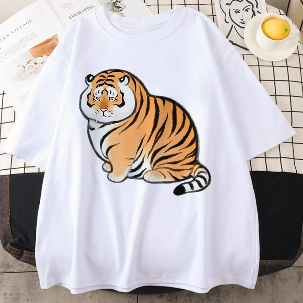 Купи Harajuku Y2k Street Top Cute Cartoon Comic Fat Tiger Letter Print Women's T-shirts Japanese Casual Fashion T-shirt Trendy Female за 179 рублей в магазине AliExpress