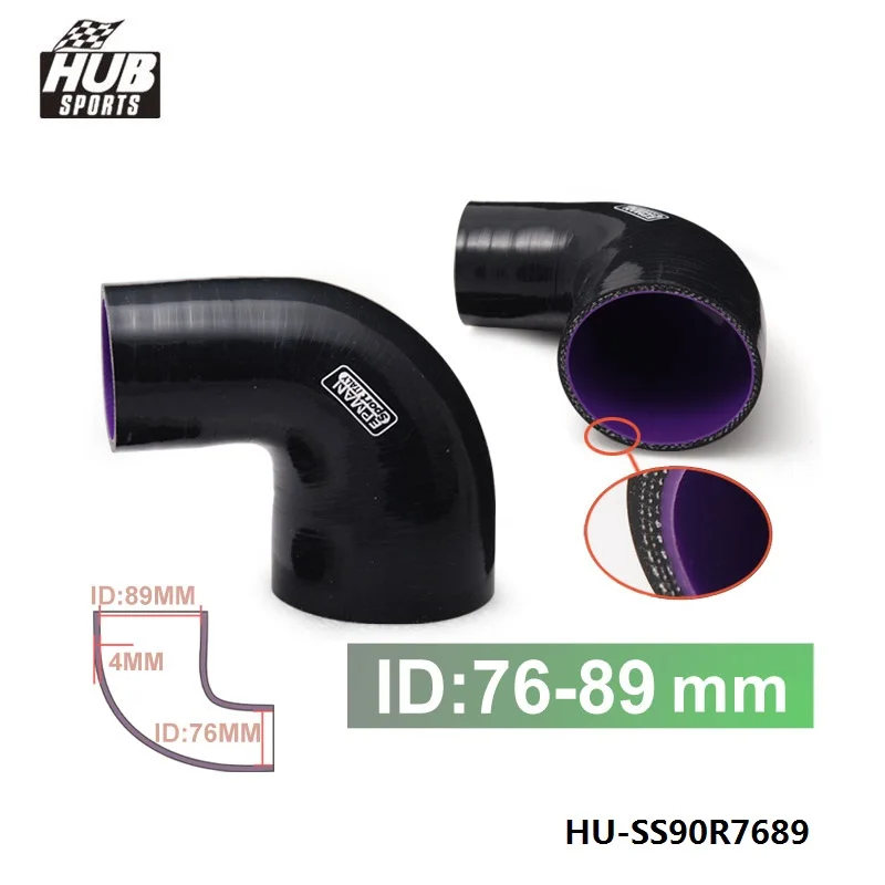 

3"-3.5" 76mm-89mm Silicone reducer Hose Coupler Piping 90 Degree 4-Ply Black For Toyota camry 2007 2008 2009 HU-SS90R7689