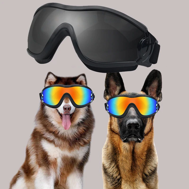 

Солнцезащитные очки для собак, регулируемые солнцезащитные очки для собак с защитой от ультрафиолета, подходят для очков средних и больших ...