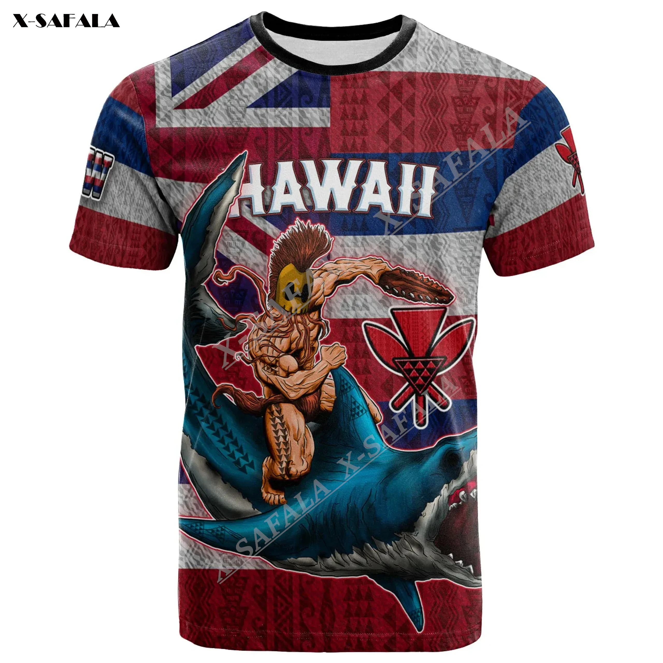 

Hawaii Warrior Polynesia Unique 3D Print Men T-Shirts Tops Tees Short Sleeve Casual Milk Fiber Cold Feeling Quick Dry Summer