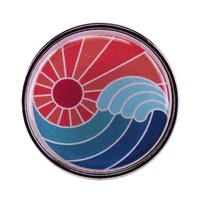 sun and waves retro wave painting art jewelry gift fashionable creative cartoon brooch lovely enamel badge clothing accessories