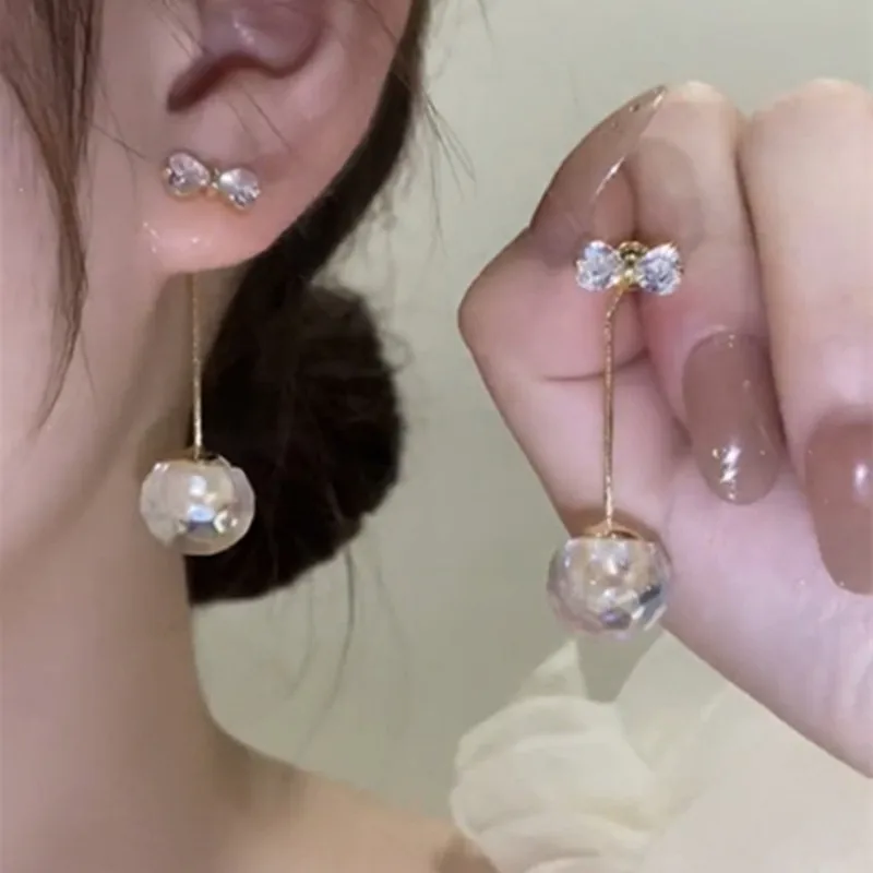 

Новые модные серьги Стразы с бантом-бабочкой цветные жемчужные серьги с длинными кисточками простые элегантные женские ювелирные изделия