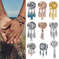 925 sterling silver sacred feather dream catcher beads suitable for the original pandora womens bracelet necklace diy jewelry