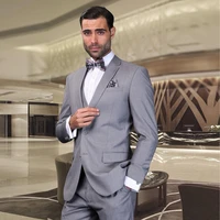 classic grey groom tuxedos for mens wedding wears formal business prom party suits notched lapel two buttons jacketpantsvest