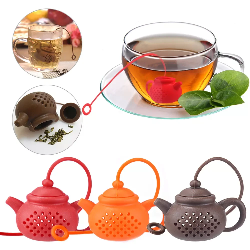 

Silicone Tea Infuser Strainer Teabag Leaf Filter Diffuser Teaware Creative Kitchen Gadget Teapot-Shape Teaware Accessory 1pc