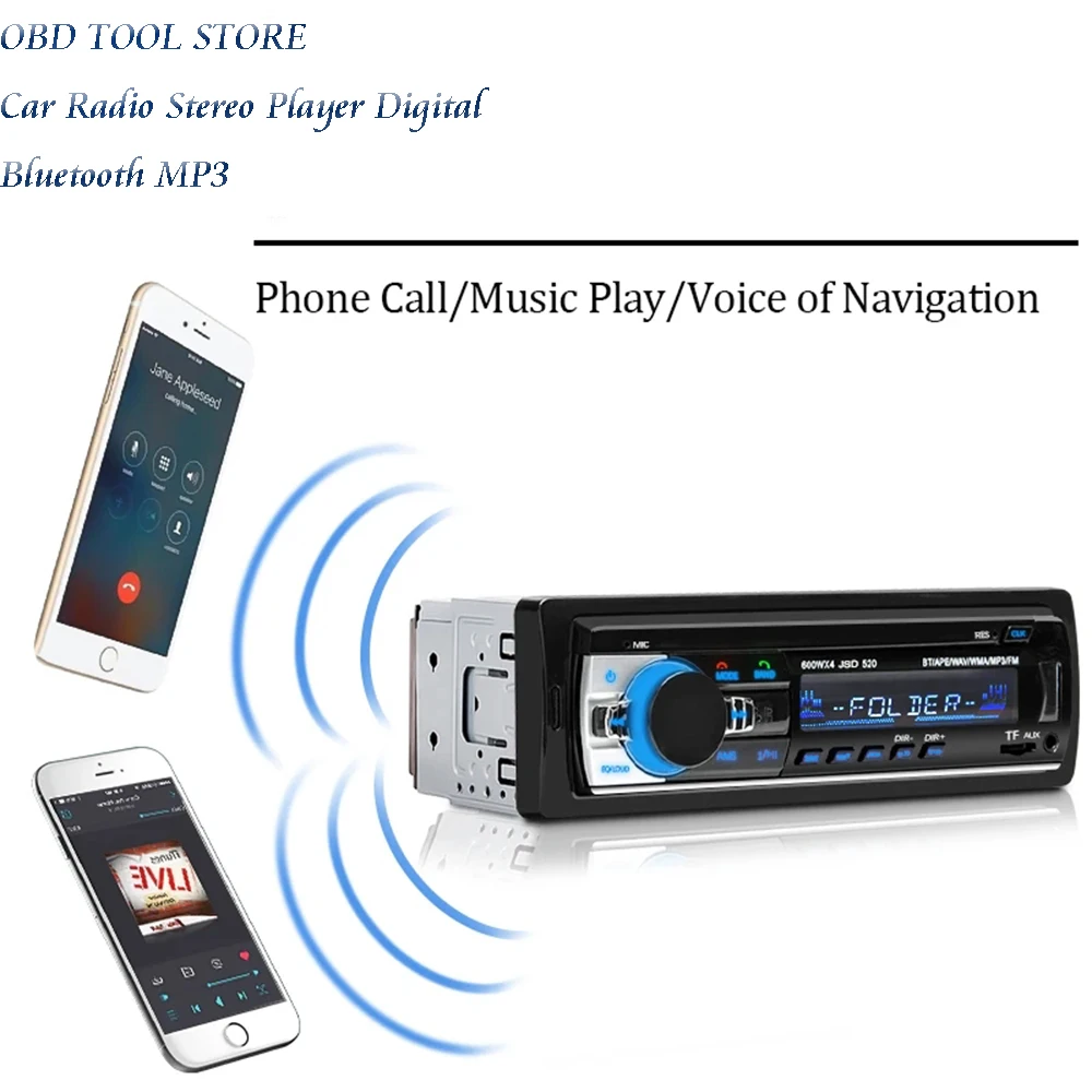 

Автомобильный радиоприемник, цифровой мультимедийный плеер с поддержкой Bluetooth, MP3, 60 Вт х 4, FM радио, аудио, музыка, USB/SD разъем, вход AUX