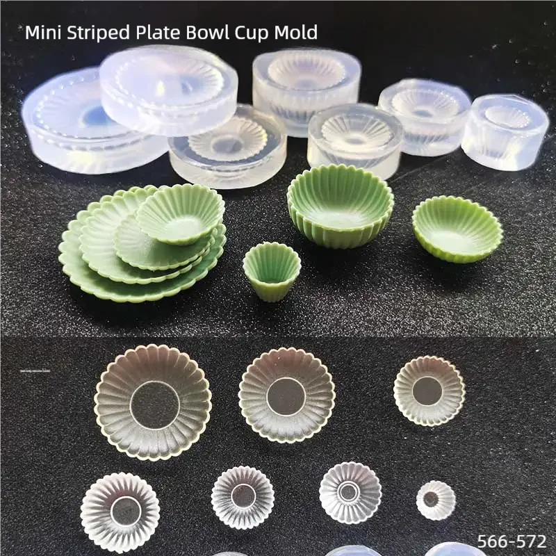 Набор мини-полосатых тарелок ручной работы форма для смолы миниатюрная еды