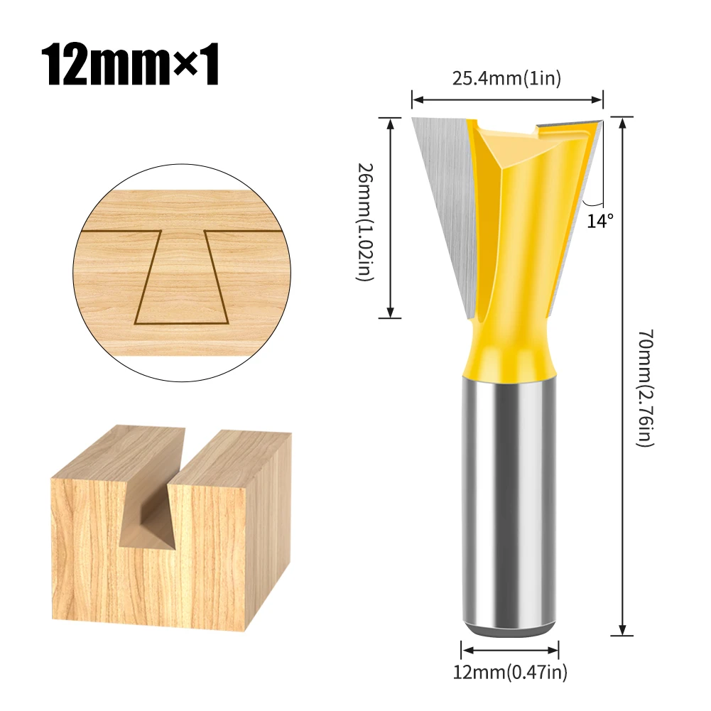 

1 шт., 8 мм, 12 мм, хвостовик, набор фрез «ласточкин хвост», 14 градусов, деревообрабатывающий гравировальный фрезерный станок для дерева